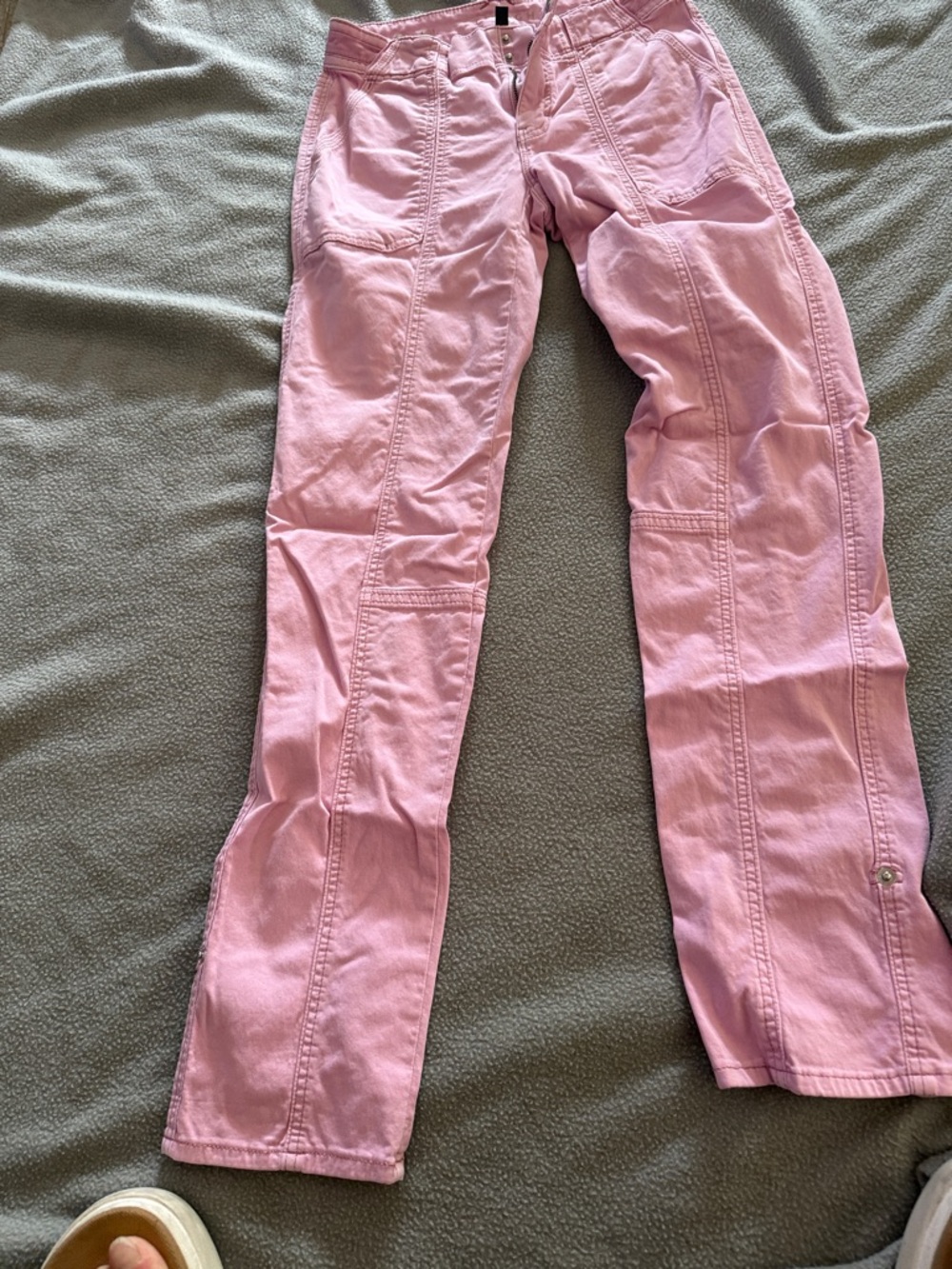 Light Pink Casual Utility Pants